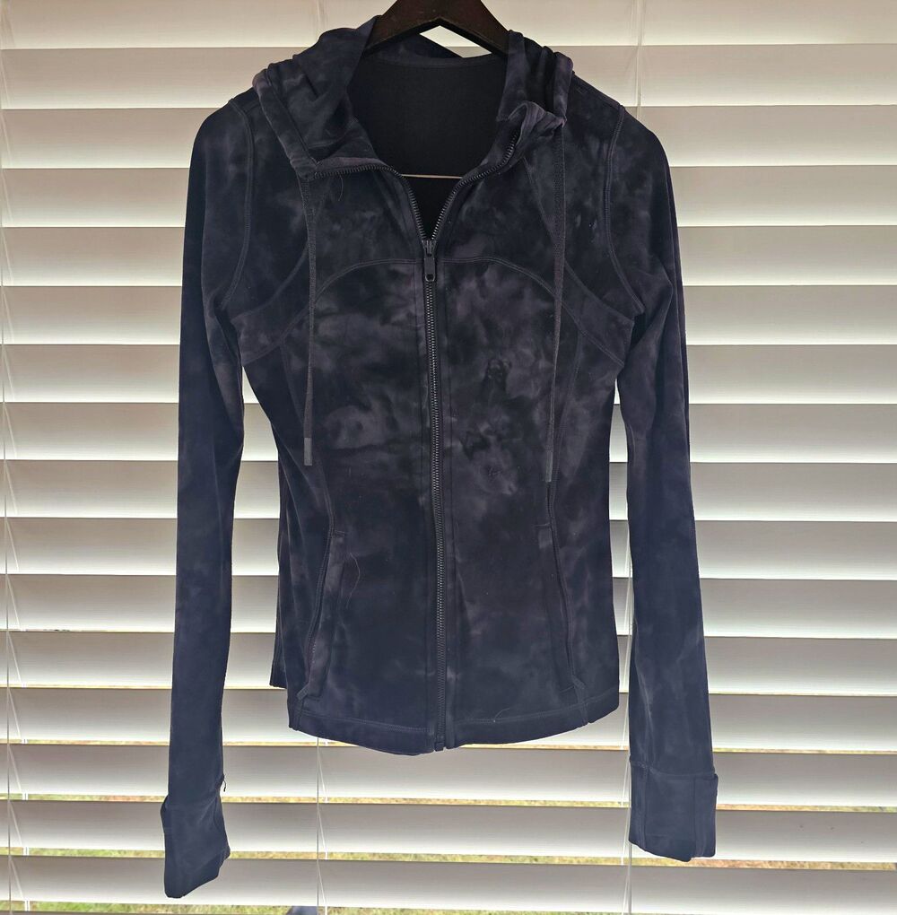 lululemon athletica Hooded Full Zip Define Jacket Diamond Dye Gray Black Size 6